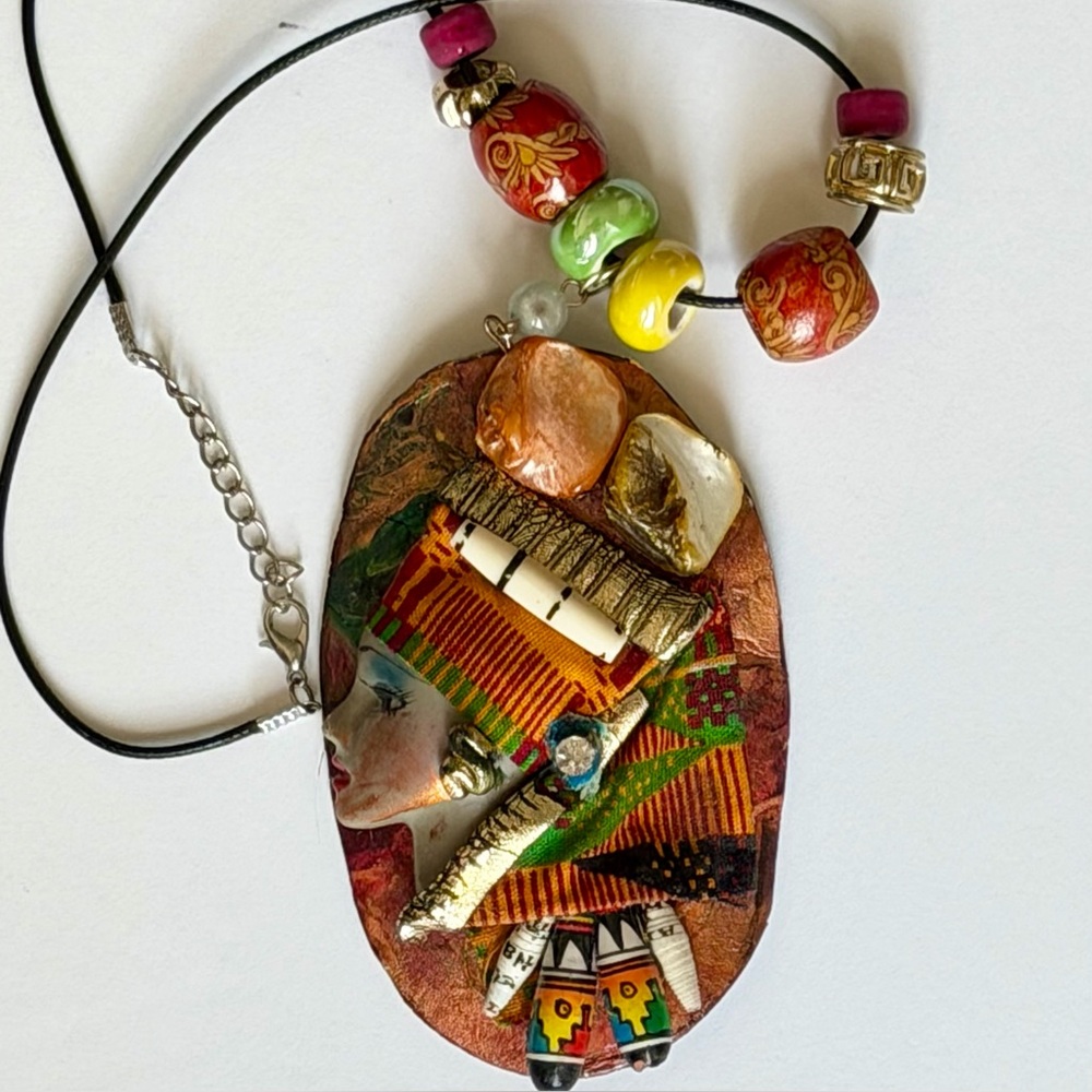 Colorful Beaded Handmade Portrait Necklace